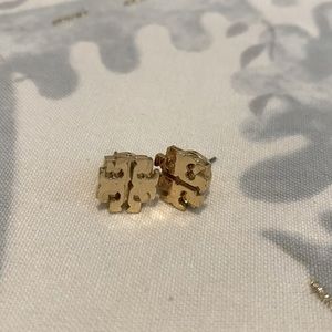 Authentic Tory Burch Logo Stud Earrings